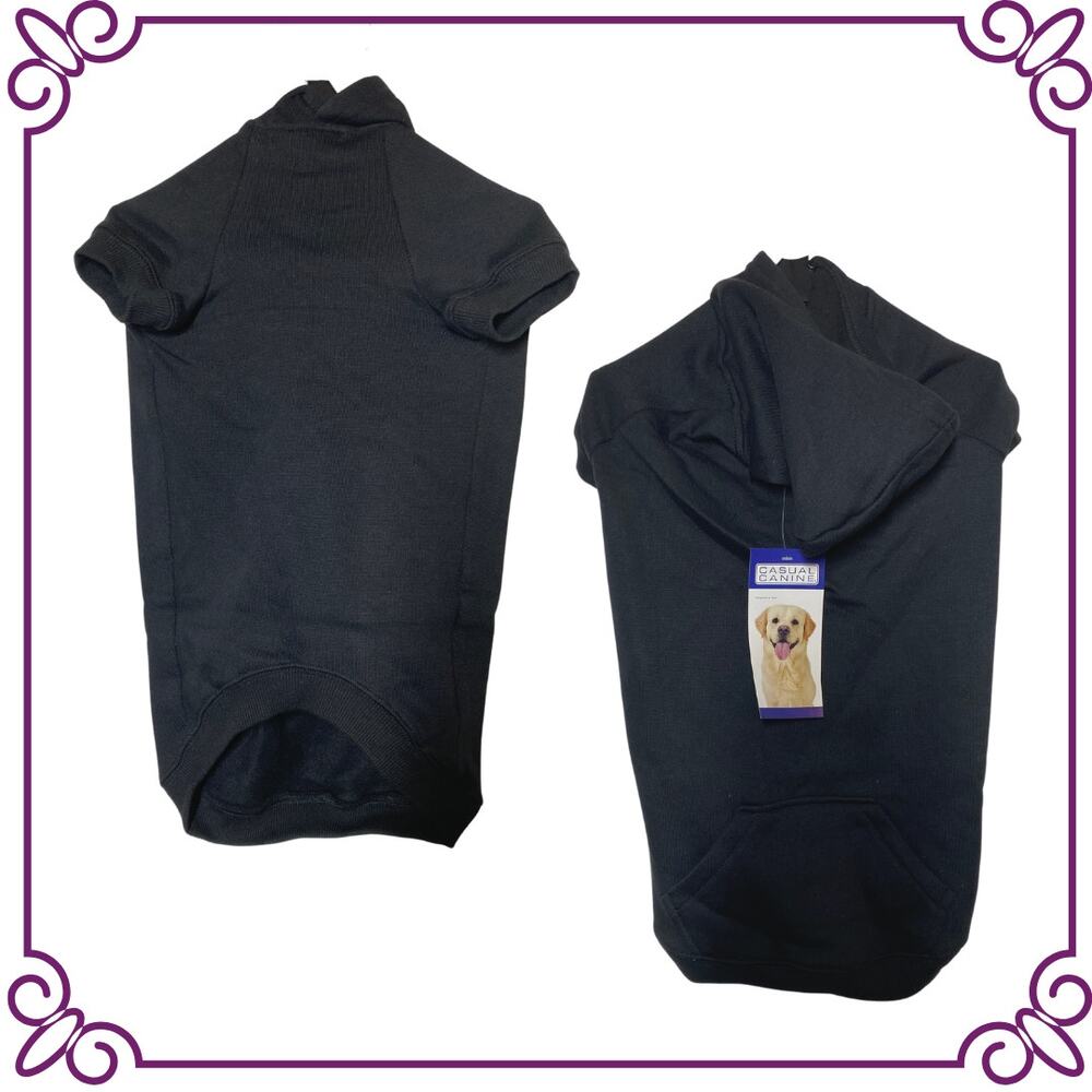 Casual Canine Dog Black Basic Hoodie Large NEW